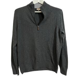 Faherty Quarter Zip Sweater Mens M Gray Casual Minimalist Coastal Grandpa